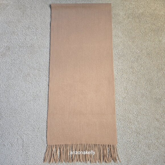 NWOT Tan Cashmere Scarf With Fringe - Picture 9 of 16